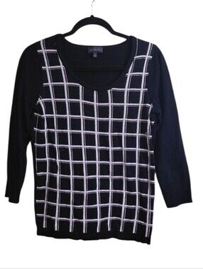 The Limited Black Sweater with White Grid